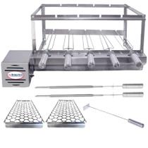 Combo Brasa Grill Tradicional Gira 5 Espetos Churrasqueira Giratória Bi Volts Combo Brasa Grill Tradicional Gira 5 Espetos Churrasqueira Giratória Bi Volts