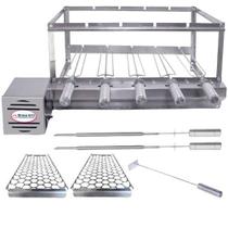Combo Brasa Grill Tradicional Gira 5 Espetos Churrasqueira Giratória Bi Volts Combo Brasa Grill Tradicional Gira 5 Espetos Churrasqueira Giratória Bi Volts