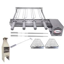 Combo Brasa Grill Único Andar Gira 4 Espetos para Churrasqueiras 55cm Espaço Interno Combo Brasa Grill Único Andar Gira 4 Espetos para Churrasqueiras 55cm Espaço Interno