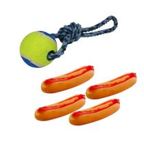 Combo Brinquedo Pet 4 Mordedores E 1 Corda Com Bola Tênis Combo Brinquedo Pet 4 Mordedores E 1 Corda Com Bola Tênis