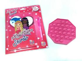 Combo - Brinquedo Rosa Pop It Fidget Hexágono + Meu Livro Secreto Sereia - Bom Bom Books