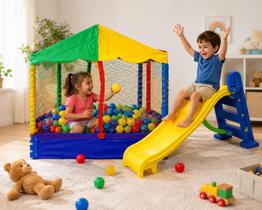 Combo Brinquedos Infantil Piscina 1,00m Escorregador Médio 500 Bolinhas Combo Brinquedos Infantil Piscina 1,00m Escorregador Médio 500 Bolinhas