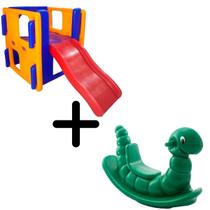 Combo Brinquedos Para Playground Áreas Externas e Locação - PlayJunior Escorregagador Infantil + Gangorra Nhoca Infantil VARIAS CORES DISPONIVEIS