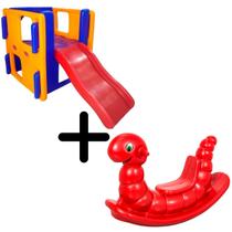 Combo Brinquedos Para Playground Áreas Externas e Locação - PlayJunior Escorregagador Infantil + Gangorra Nhoca Infantil VARIAS CORES DISPONIVEIS - VALENTINA BRINQUEDOS