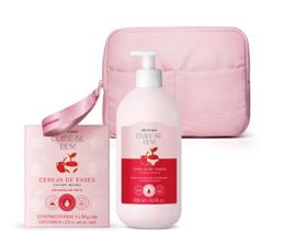 Combo C. Bem Cereja De Fases: Sabonetes Barra 4x80g + Loção Corporal 400ml + Nécessarie Rosa