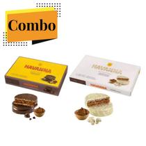 Combo - Caixa Alfajores de Chocolate Havanna 12 Unidades + de Chocolate Branco 6 Unidades