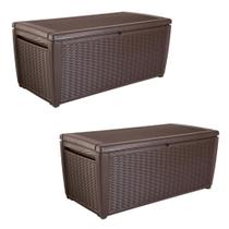 Combo Caixa Grande Organizadora 511 Litros Baú Multiuso Keter Sumatra Marrom