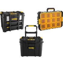 Combo Caixa Plástica, Organizador 12 Compartimentos e Caixa com Rodas CRV-900 VONDER