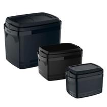 Combo Caixas Térmicas 32L 12L 5L Cooler Tropical Preto Bebidas Soprano Praia Camping