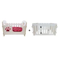 Combo cama berço cachorro gato luxo pequeno + cercado para cães luxo pequeno