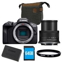 Combo Câmera Canon R100 Mirrorless 4k Lente 18-45mm + Bateria Extra e Acessórios