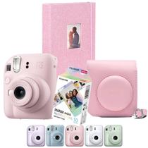 Combo Camera Instax Mini 12 Rosa Fujifilm Com Filme 10 Mermaid + Bolsa E Album