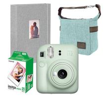 Combo Camera Instax Mini 12 Verde com Filme 20 Fotos + Bolsa + Álbum