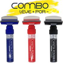Combo caneta poster pen 10/50mm titã azul, vermelho e preto