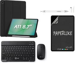 Combo Capa Anti Impacto Híbrida Compatível com Samsung Galaxy Tab A11 8.7 Pol Teclado Touchpad e Mouse Bluetooth Porta C
