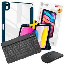 Combo Capa Para iPad 10 10.9" + Teclado e Mouse Bluetooth Preto + Pelicula Premium