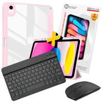 Combo Capa Para iPad 10 10.9" + Teclado e Mouse Bluetooth Preto + Pelicula Premium