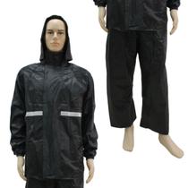 Combo Capa Roupa Chuva Vestimenta Vestuário Jaqueta Calça Pvc Preta Moto Motoqueiro - Vai de Tech