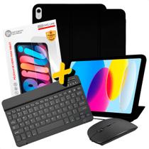 Combo Capa Teclado Mouse Preto e Película para iPad A16 11ª Geração 2025 Magnética Suporte Caneta