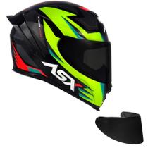 Combo Capacete Asx Eagle Racing Attacker Brilho Preto/GRF/AM