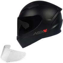 Combo Capacete Moto Fechado Asx Masculino Feminino City preto Fosco Com Viseira Fumê