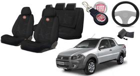 Combo Capas Strada 2011 a 2019 + Volante + Chaveiro - Kit