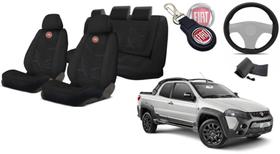 Combo Capas Strada 2014 a 2019 + Volante + Chaveiro