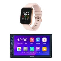 Combo Car - Central Multimidia 7 Pol. Mirror Link e Relógio Smartwatch Roma Android/IOS Rose - ES268K - Multilaser