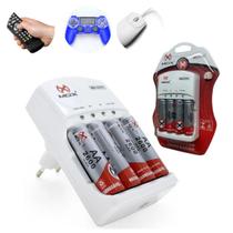 Combo Carregador + 4 Pilhas AA Recarregável Mox Rápido Bivolt Combo Carregador + 4 Pilhas AA Recarregável Mox Rápido Bivolt