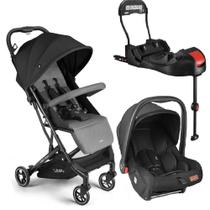 Combo Carrinho de Bebê Compacto Oppa Preto/Cinza + Bebê Conforto + Base Isofix Litet - BB4650K