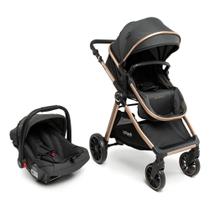 Combo Carrinho Travel System Duo Infanti Preto Bronze e Bebê Conforto Dorel
