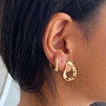 Combo Cartela Argola Semijoia Pequena Lisa Aro Quadrado Aberto