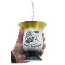 Combo Chimarrao Mate Cuia Gravada Laser C/ Bomba Tradicional Cod 025