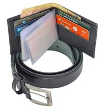Combo Cinto Masculino E Carteira Social Linha Esporte Fino Couro