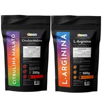 Combo Citrulina Malato 250g Arginina 300g PréTreino em Pó Suplemento Alimentar Uso Adulto