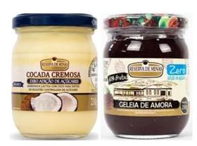 COMBO Cocada Cremosa Diet Zero Açúcar 210g Geléia de amora zero açúcar 200g
