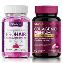 Combo Colágeno Premium + ProHair DailyLife Cápsulas Softgel/60 Comprimidos Mastigáveis