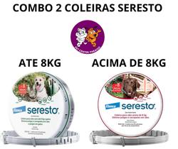 COMBO Coleira Seresto Para Cães Acima De 8kg e ate 8kg - 2 Unidades