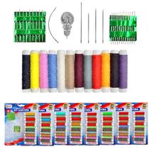 Combo com 10 Kit Costura Reparo de Roupas Conjunto de 26 Agulhas e 12 Linhas Coloridas 39 Peças Cada