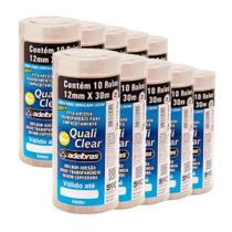 Combo Com 100 Fitas Adesivas Pequena Transparente 12mm x 30m Multiuso Quali Clear Adelbras Lojista