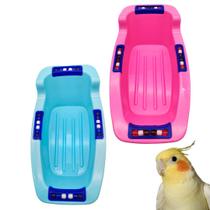 Combo com 2 Banheiras Azul e Rosa com Miçanga para Pássaros Calopsitas Periquitos Ring Necks Papagaios Toco Tucano