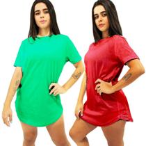 Combo Com 2 Blusas Longline Lisas Tapa Bumbum Fitness Cores Diversas Kit