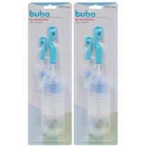 Combo com 2 Kits de Escovas Limpeza de Mamadeira e Bico Azul Buba