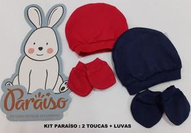 Combo Com 2 Kits Touca De Bebe + Luvas Paraiso Menino Nm A5