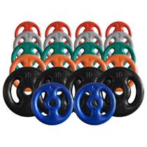 Combo com 22 Anilhas Emborrachadas - 90 Kg