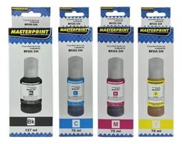 Combo com 4 refil de tinta 544 para uso em impressora l3250 l3110 l3150 l3160 black + cyan + yellow + mag.