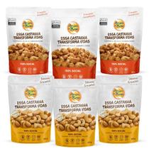 Combo com 6 unidades de Castanhas 3 unid. Caramelizada 100g e 3 unid. Salgada 100g Amigos do Bem