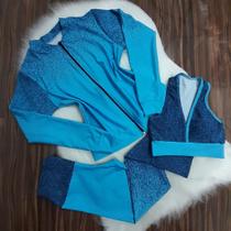 Combo Com Legging Top Jaqueta Feminino Academia Fitness