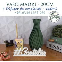 Combo com Vaso Decorativo + Difusor de Vareta + Palavra GRATIDÃO - Decoração de interiores, sala, quarto, banheiros, arr - Mad Maker