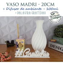 Combo com Vaso Decorativo + Difusor de Vareta + Palavra GRATIDÃO - Decoração de interiores, sala, quarto, banheiros, arr - Mad Maker